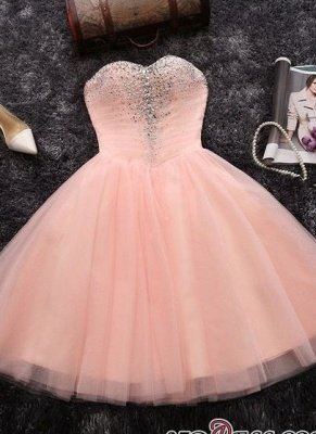 Crystals Sweetheart-Neck Sexy A-line Short Pink Homecoming Dress UKes UK_6