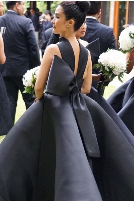Elegant Black Sleeveless Tea-Length Formal Dress UK Long Prom Dress UK_3