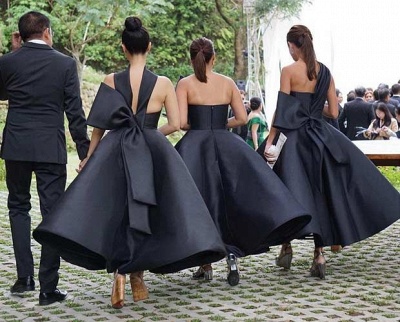 Elegant Black Sleeveless Tea-Length Formal Dress UK Long Prom Dress UK_5