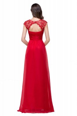 Red Chiffon Lace Prom Dress UK Zipper Illusion Cap Sleeve Long Evening Dress_5
