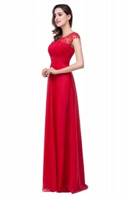 Red Chiffon Lace Prom Dress UK Zipper Illusion Cap Sleeve Long Evening Dress_4