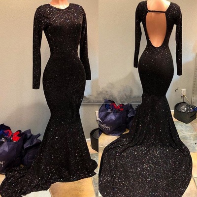 Black Sequins Prom Dress UK | Long Sleeve Evening Gowns BA9023_3