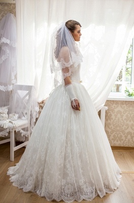 Elegant Strapless Lace Wedding Dress Sleeveless Lace-up Bridal Gown_2