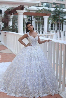 Elegant Cap Sleeve Lace Wedding Dresses UK Ball Gown With Train  BA3022_2