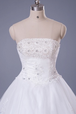 Elegant Strapless Sleeveless Wedding Dress Ball Gown With Lace Beadss_2