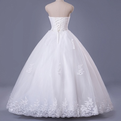 Elegant Strapless Sleeveless Wedding Dress Ball Gown With Lace Beadss_3