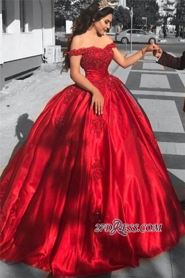 Red Off-the-Shoulder Evening Dress UK | Ball-Gown Prom Dress UK_2