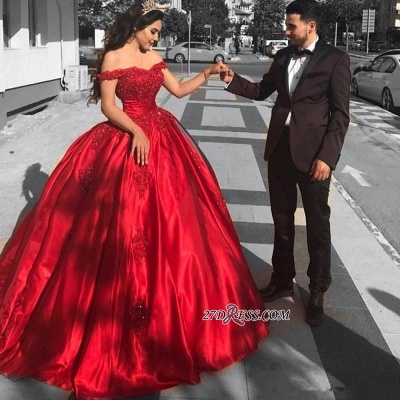 Red Off-the-Shoulder Evening Dress UK | Ball-Gown Prom Dress UK_1